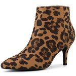 Allegra K Women's Pointed Toe Zipper Stiletto Heel Leopard Ankle Boots - 8 M US