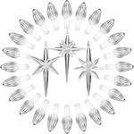 KonohaELF Ceramic Christmas Tree Replacement Lights Bulbs, Clear White Medium Twist Plastics Pegs Ornaments for Ceramic Tree(87 Bulbs＆ 3 Topper Star)