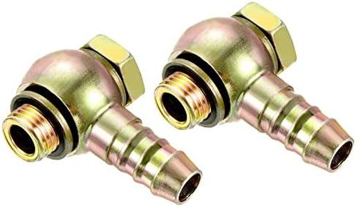 PATIKIL Hose Barb Fitting Elbow 13mm Barbed M14x1.5 Male Thread, 2 Pack Carbon Steel Pipe Adapters Connectors for Air Water Fuel Oil, Gold
