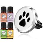 Wild Essentials Dog Paw Aromatherapy Car Vent Air Freshener Essential Oil Diffuser With Vent Clip 8 Color Refill Pads 100% Pure Essential Oils (Lavender, Peppermint, Inner Calm, Zen) Gift Set