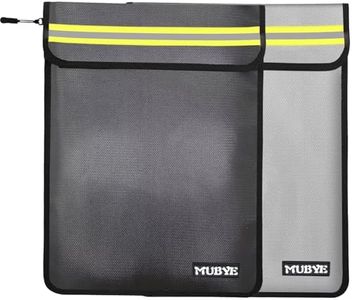 Fireproof Waterproof Money Document Bag - 15"x 11" Safe Zipper Bags with Reflective Strip, Fire & Water Proof Storage Organizer Pouch for Important Documents Holder,File,Cash,Passport(Black+Gray)