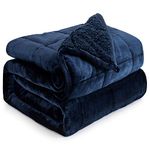 Cottonblue Weighted Blanket 15lbs for Queen Bed, Weighted Blankets for Adults, Fuzzy Soft Sherpa Flannel Throw, Cozy Plush Blanket for Sofa Bed,60 x 80 inches,Navy Blue