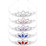 Cinaci 5 Pack Sparkly Colorful Gems Rhinestone Crown Headbands Silver Metal Headbands Princess Hair Tiaras Clasps Accessories for Women Girls Teens Kids Brides (5 Pack S1)