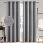 MIULEE Linen Texture Curtains for Bedroom Solid 100% Blackout Thermal Insulated Grey Curtains Grommet Room Darkening Curtains/Draperies Luxury Decor for Living Room Nursery 84 Inch (52x84, 2 Panels)