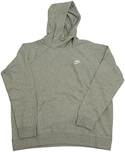 Nike Women's Sportswear Essential Funnel-Neck Fleece Hoodie, Large, Dark Grey Heather/Matte Silver/White