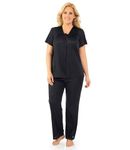 Exquisite Form Women's Plus Size Coloratura Sleepwear Short Sleeve Pajama Set 90807, Midnight Black, XL