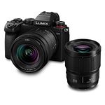 Panasonic LUMIX DC-S5 S5 Full Frame Mirrorless Camera, 4K 60P Video Recording with Flip Screen, L-Mount, 20-60mm F3.5-5.6 and 50mm F1.8 lenses, 5-Axis Dual I.S, (Black)