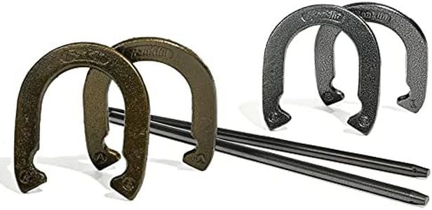 Franklin Sports Horseshoes Sets - Includes 4 Horseshoes and 2 Stakes - Official Weight Horseshoes and Stakes - All Weather Durable Sets - Starter