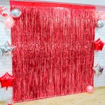 KatchOn, XtraLarge Red Streamers Party Decorations - 6.4x8 Feet, Pack of 2 | Red Fringe Backdrop for Carnival Decorations | Red Backdrop, Red Birthday Decorations, Red Carpet Red Party Decorations