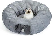 PAWZ Road Cat Tunnel Bed with Central Mat and Peek Hole Cat Bed with Cat Toy Hanging Balls