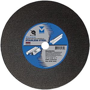 Mercer Industries 602100 Low Horsepower Double Reinforced Chop Saw Wheel, All Metals Cutting, 10 Pack, 14" x 3/32" x 1"