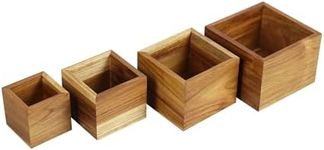 EcoDecors, Eleganto, 4 Piece, Teak Wood Bathroom Amenities Set, Bath Amenity Set, Teak Amenity Set, Teak Bathroom Accessory, Natural Finish