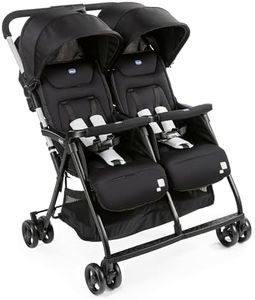Chicco OHlalà Poussette Canne Double, Légère Inclinable et Pliable, Poussette pour Jumeaux de la Naissance à 15 kg, Fermeture Compacte, Inclus une Housse de Pluie, Capote Extensible - black night