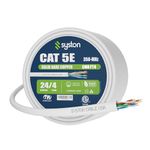 Syston Cable Technology Cat 5e Ethernet Network Cable - 100 FT，350MHz 24AWG Solid Bare Copper Wire Outdoor/Indoor, Bulk No Ends 10 Ft to 1000 Ft Available, Heat Resistant Riser Rated - CMR