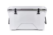 Camco Currituck White and Gray 30 Quart Cooler - Rugged Exterior Made for Camping, Hunting, Fishing and Tailgating - Comes with Cooler Basket (51710), White Exterior - Gray Interior