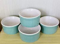 Mirakii Ceramic Ramekin Bowl 150ml, Set of 4 Green Color, Oven OTG Microwave Convection & Dishwasher Safe Ramekins for Serving Desserts or Snacks, Snacks,Sauce/Chutney, Baking Cup Cake, Dessert, Souffle, Creme Brulee