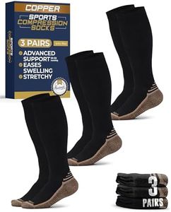 Pembrook 3 Pairs Copper Compression Socks Men 20-30 mmHg, Black Compression Socks, Support for Running Athletic Cycling Hiking, Good for Edema and Varicose Veins/Blk/3