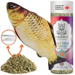 Catabliss Canadian Catnip 1 oz with Refillable Cat Kicker PURRanha Fish Toy | Fresh, Ethically Grown in Canada