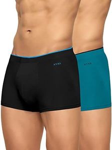 XYXX Men's Micro Modal Trunks - Uno Underwear for Men Pack of 2 (M;Teal Blue + Black)