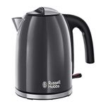 Russell Hobbs Grey Stainless Steel 1.7L Cordless Electric Kettle with black handle (Fast Boil 3KW, Removable washable anti-scale filter, Pull to open hinged lid, Perfect pour spout) 20414