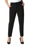 Roman Originals Work Trousers for Women UK Ladies Office Smart Stretch Suit Pants Cigarette Straight Leg Tailored High Elasticated Waist Tapered Ankle Grazer Slim - Short Black (25 inch) - Size 12