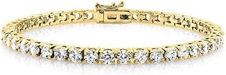 Cate & Chloe Kaylee 18k Tennis Bracelet, Women's 18k Yellow Gold Plated Tennis Bracelet w/Cubic Zirconia Crystals, 7" Sparkling Stone Bracelet for Women, CZ Wrist Wrap Bracelets, MSRP - $170