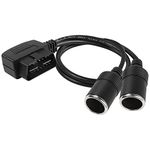 OBD2 to Cigarette Lighter Female Connecter OBD Male to Dual Female Cigarette Lighter Socket Vechile Car Power Cable 1 to 2 for OBD2 Equipment Car Accessories