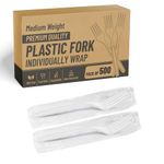 Safeware Individually Wrapped White Light Weight Plastic Fork - 500/Case, Ideal for Party, BBQ, Picnic, Home, Office, Restaurant Use.