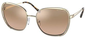 Michael Kors Women's MK1090 Amsterdam Light Gold/Silver Khaki Square Non-Polarized Sunglasses Flash One Size