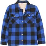 ZENTHACE Kids Boys Girls Sherpa Lined Flannel Jacket Fleece Lined Buffalo Plaid Flannel Shirt Shacket Coat C Blue M Size 7-8