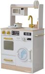 Teamson Kids Wooden Play Kitchen Little Chef with Mini Garden and Washing Machine White