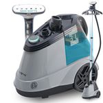 True & Tidy Heavy Duty Commercial Full Size Standing Garment Steamer for Clothes with Extra Large 2.9L (98 oz) Water Tank for 90+ mins of Steam Time, 1800 watts of Powerful Steam, 3 Settings, Gray