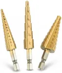 3 PCS Step Drill Bit Set, Step Drill Bits for Metal, HSS Titanium Step Drill Bit Set,Stepped Drill Bit with 1/4" Hex Shank for Stainless Steel Aluminum Wood Plastic