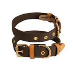 Sustainable & Eco Friendly Material Dog Collar100% Cotton Canvas with Sturdy Solid Brass Buckle. Hand Made, Color- Brown, Size- Medium, Suitable for Neck Sizes 16-21 Inch, Width 1 Inch.