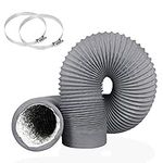 4Inch 10FT (3m) Long Flexible Aluminum Air Ducting, Grey 4 Layer Tumble Dryer Vent Hose for HVAC Ventilation, Extractor Fan Systems, 2 Stainless Steel Clamps Include