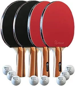 JP WinLook Ping Pong Paddle Set - Four Professional Table Tennis Paddles, Eight Balls, and A Case for Indoor & Outdoor Play - Premium Ping Pong Racket Set for All Players