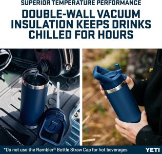 YETI Rambler 18 oz Straw Bottle – Stainless Steel, Navy, Leakproof Cap