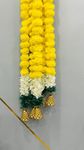 Abhaas Handmade Artificial Jasmine Gajra Marigold Garland Rajnigandha Tassels & Bells Traditional Decor for Diwali/Wedding/Festivals (GN-Y-5142)