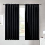 NICETOWN 100% Blackout Curtains with Black Liners, Rod Pocket & Back Tab Thermal Insulated Lined Drapes, Energy Efficiency Window Draperies for Bedroom (Black, 2 Panels, 52 inches W by 63 inches L)