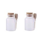 2PCS 300ML 10OZ Frosted Empty Plastic Bottle with Wooden Spoon and Cork Stopper Bath Salt Shaker Food Powder Seasoning Nut Storage Holder Refillable Container Pot Jar for Daily Life