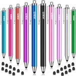 Stylus Pens for Touchscreens, MEKO 10 Pack 0.24" High Precision Replaceable Thin Tip Stylus with 20 Pcs Replacement Tips for iPad iPhone Tablets Smartphone&All Universal Touch Screen(10 Stylus+20Tips)