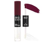 Swiss Beauty Duo Lipstick | Matte smudge-proof Liqud Lipstick + Transparent glossy Lipgloss | Transfer -proof and Long lasting | Shade-Simply Maroon, 10ml