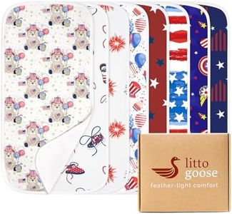 littogoose Premium Waterproof Baby Burp Cloths 8 Pack, Extra Large 13" x 26" Soft Absorbent Burping Cloths for Newborn Infant, Patriotic 4th of July Baby Essentials(USA Patriotic)