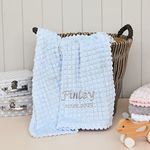 Hoolaroo Personalised Blanket Embroidered Soft Baby Blanket Newborn Personalised Blanket for Girl or Boy Personalised New Baby Gifts Pram Cot (Blue)