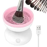 Electric Makeup Brush Cleaner Newest Design, Luxiv Wash Makeup Brush Cleaner Machine Fit for All Size Brushes Automatic Spinner Machine, Makeup Brush Beauty Blender Cleaner (White+Pink)