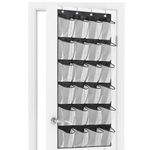 Newthinking Hanging Shoe Storage, Over the Door Shoe Storage Organiser, Hanging Shoe Rack Holder 24 Large Mesh Pockets for Wardrobe Door Tidy with Hange (Black)