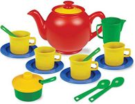 Kidzlane Play Tea Set, 15+ Durable Plastic Pieces, Safe and BPA Free for Childrens Tea Party and Fun