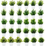 Dekorly Artificial Potted Plants, 30 Pack Artificial Plastic Eucalyptus Plants Small Indoor Potted Houseplants, Small Faux Plants for Home Decor Bathroom Office Farmhouse (Set 0F 30)