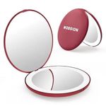 wobsion Travel Mirror with Light, 1x/10x Compact Magnifying Mirror,Handheld 2-Sided Pocket Mirror,Led Small Makeup Mirror,3.5in Compact Mirror for Purses,Travel Size Mirror for Handbag,Gift,Wine Red