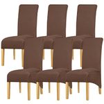 Leorate XL Chair Covers Stretch Spandex Thin Style Chair Covers High Back Chair Slipcover for Dining Room Kitchen Banquet Home Decor Dark Coffee 6 pieces